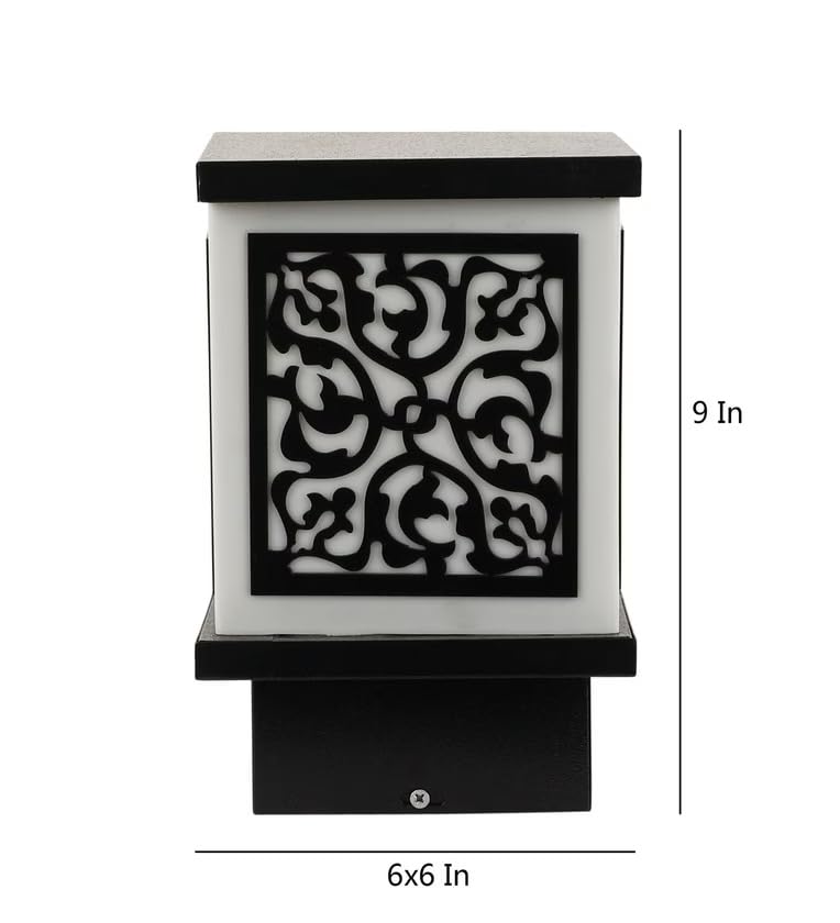 kinis Metal Black and Milky Lezar Classic Lamp/Gate Light/Outdoor Lamp/Outdoor Light/Pillar Light at Entrance Outdoor Home, Office, Restaurant Etc. (Pack of 2, Without Bulb) - Image 5