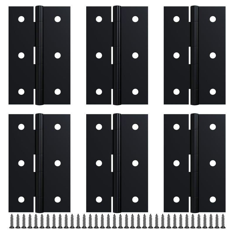 LEIFENY 6 Pack 2.5 inch Black Door Hinges, Small Hinge Hardware for Doors, Cabinets, DIY Projects (Screws Included) - Image 1