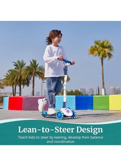 GGEROU Kids Kick Scooter, LED Lighted Wheels, 3 Adjustable Height Handlebars, Lean-to-Steer, Anti-Slip Deck, 3 Wheels, for Ages 2-8 Years, up to 45 kg  - Image 4