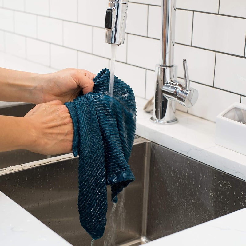 Now Designs Ripple Kitchen Dishcloth, Set of 4, Peacock Green - Image 4