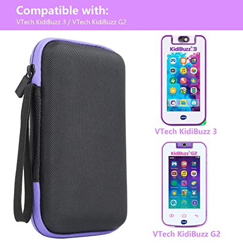 co2CREA Hard Case Replacement for VTech KidiBuzz 3 / KidiBuzz G2 Kids’ Electronics Smart Device KidiConnect (Black Case + Inside Purple) - Image 2