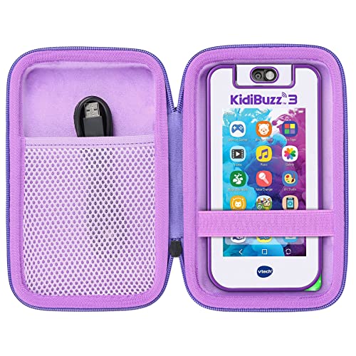co2CREA Hard Case Replacement for VTech KidiBuzz 3 / KidiBuzz G2 Kids’ Electronics Smart Device KidiConnect (Black Case + Inside Purple) - Image 1