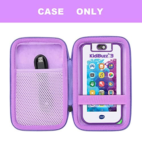 co2CREA Hard Case Replacement for VTech KidiBuzz 3 / KidiBuzz G2 Kids’ Electronics Smart Device KidiConnect (Black Case + Inside Purple) - Image 3