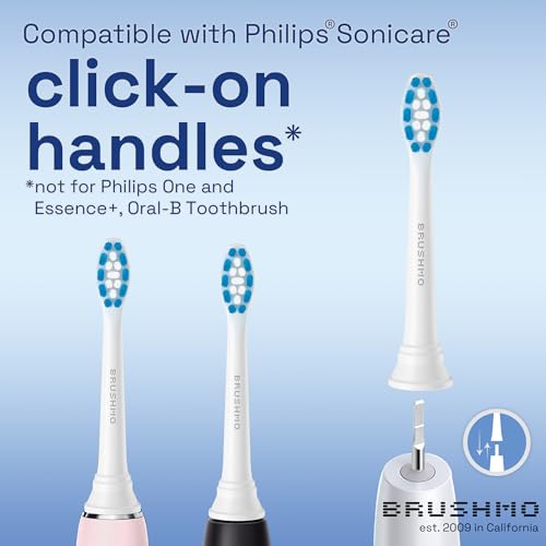 Brushmo Optimal Gum Care Replacement Toothbrush Heads, Compatible with Philips Sonicare Click-on Electric Toothbrush Handles, 8 Standard Replacement Heads, Ultra Soft Dupont Bristles, BM938, White - Image 2