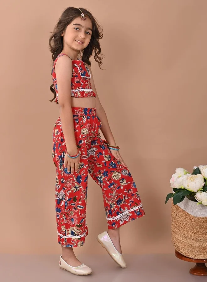 LILPICKS Printed Top with Palazzo Set