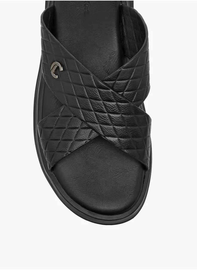 Le Confort Men's Textured Slip-On Cross Strap Sandals