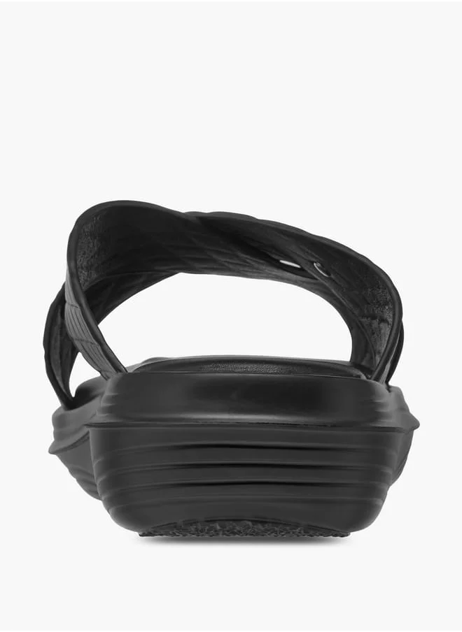 Le Confort Men's Textured Slip-On Cross Strap Sandals