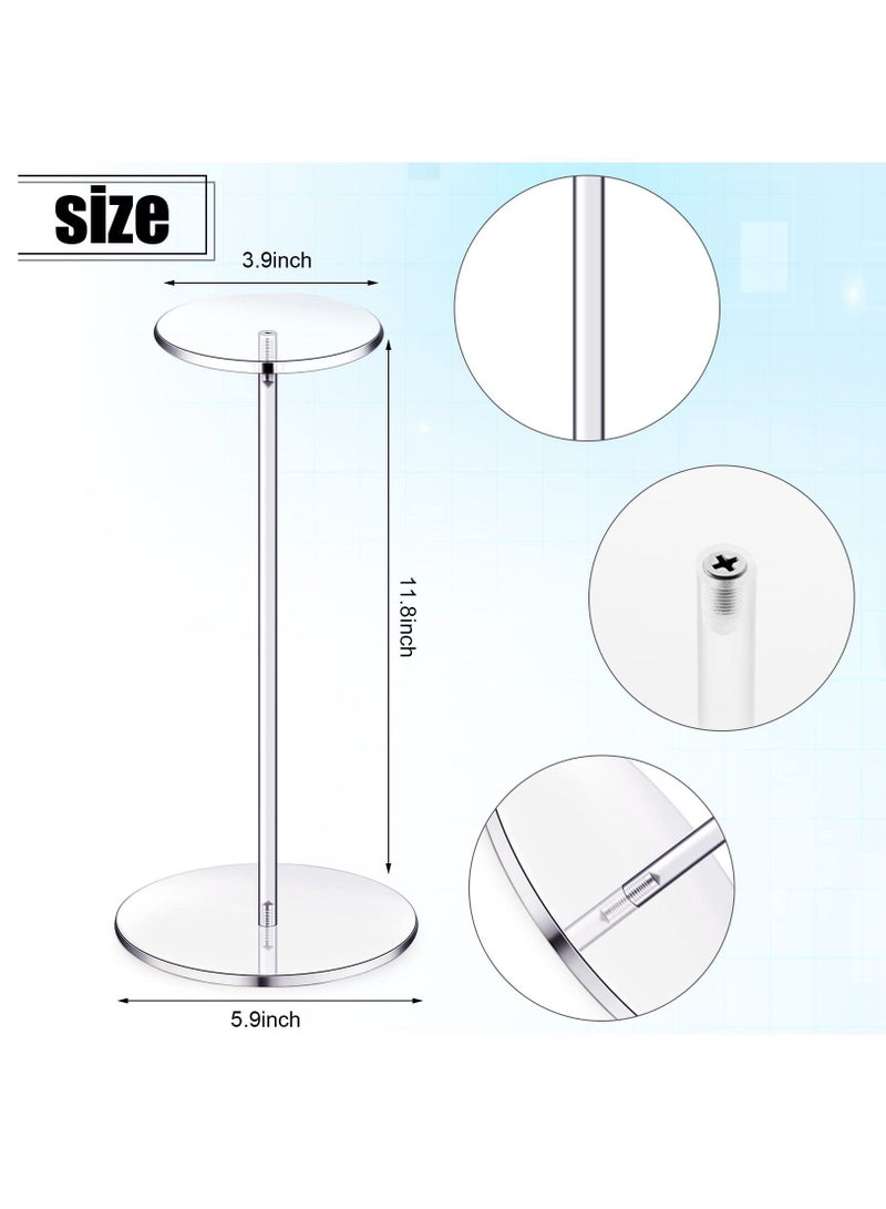 Y&D 2 Set Clear Acrylic Hat Stand and Wig Display Rack, Stands for Display, Round Riser Holder Watch 12", Bottom - Image 5
