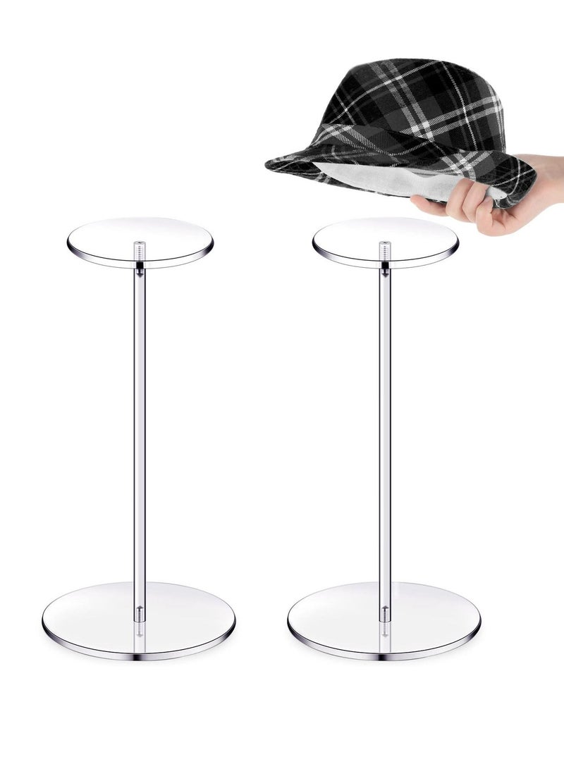 Y&D 2 Set Clear Acrylic Hat Stand and Wig Display Rack, Stands for Display, Round Riser Holder Watch 12", Bottom - Image 1