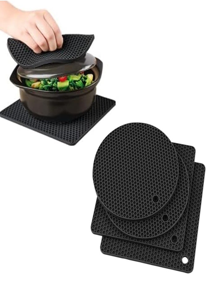 BELLSBERRY 4 Pack Silicone Trivet Mats Heat Resistant Non Slip Hot Pads Pot Holders for Kitchen Table Protection - Image 1