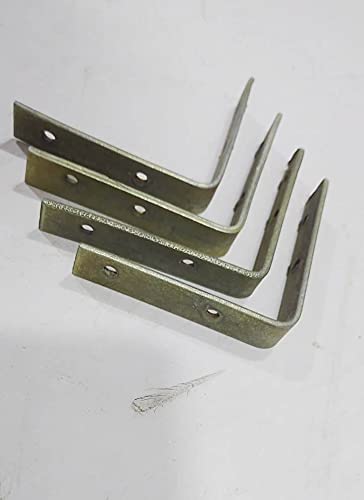 FTE 3x3 Right Angles L Angles Clamps Brackets Made of Strong 4mm Iron bar Brass Coated A Set of 4 Pieces for shelve Support with Double Hole Size 3x3 inches - Image 5