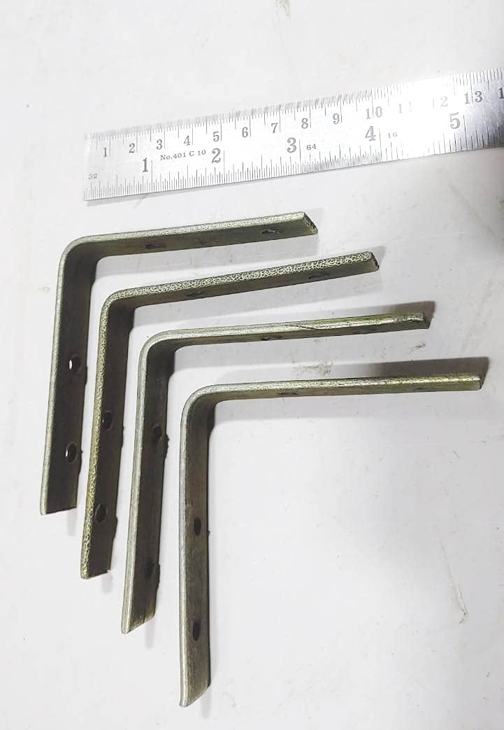 FTE 3x3 Right Angles L Angles Clamps Brackets Made of Strong 4mm Iron bar Brass Coated A Set of 4 Pieces for shelve Support with Double Hole Size 3x3 inches - Image 3