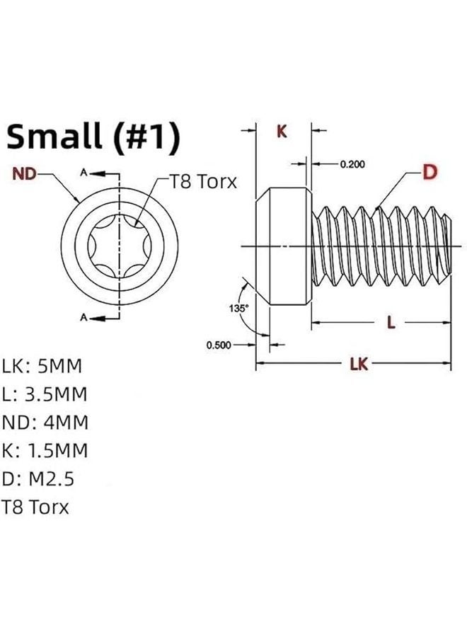 T8 Torx Titanium Alloy Knife Handle Screws Black Small Size M2 5 Thread 20 Pieces - Image 3