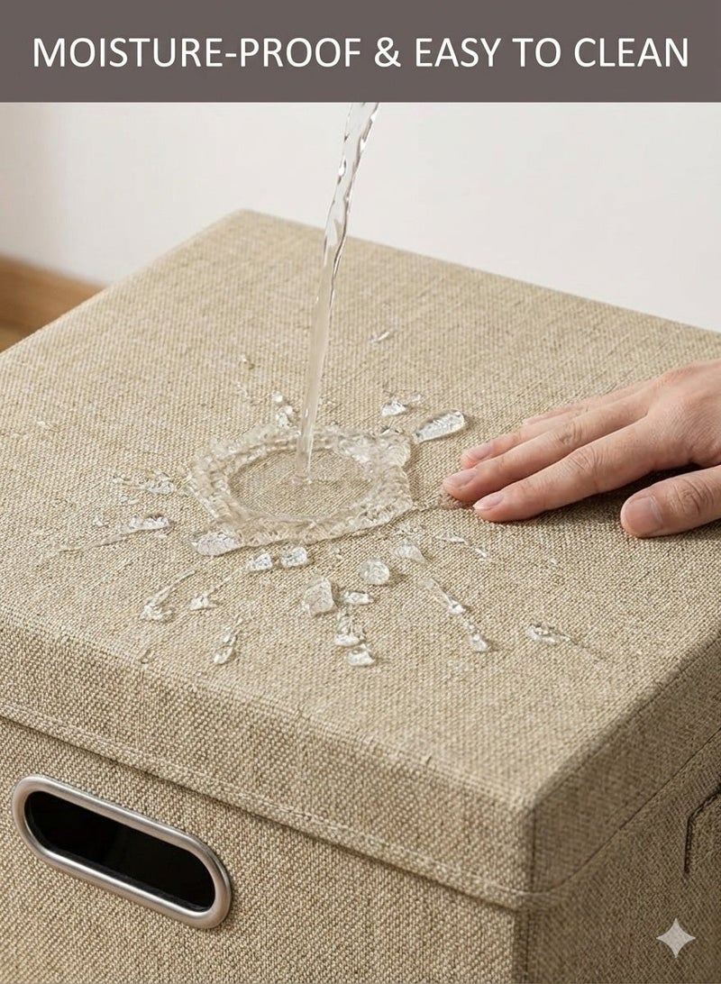 زيفانا صناديق تخزين كبيرة الحجم على شكل مكعبات مزودة بمقابض، ومنظمات قابلة للطي والغسل مع غطاء قابل للإزالة للملابس والألعاب والكتب والألعاب، للاستخدام المنزلي والمكتبي - Image 5