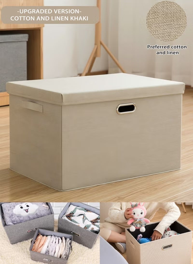 زيفانا صناديق تخزين كبيرة الحجم على شكل مكعبات مزودة بمقابض، ومنظمات قابلة للطي والغسل مع غطاء قابل للإزالة للملابس والألعاب والكتب والألعاب، للاستخدام المنزلي والمكتبي - Image 1