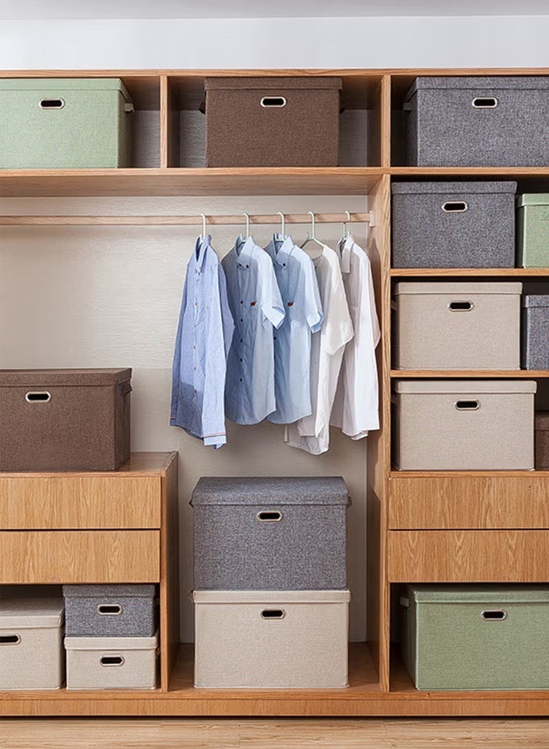 زيفانا صناديق تخزين كبيرة الحجم على شكل مكعبات مزودة بمقابض، ومنظمات قابلة للطي والغسل مع غطاء قابل للإزالة للملابس والألعاب والكتب والألعاب، للاستخدام المنزلي والمكتبي - Image 2