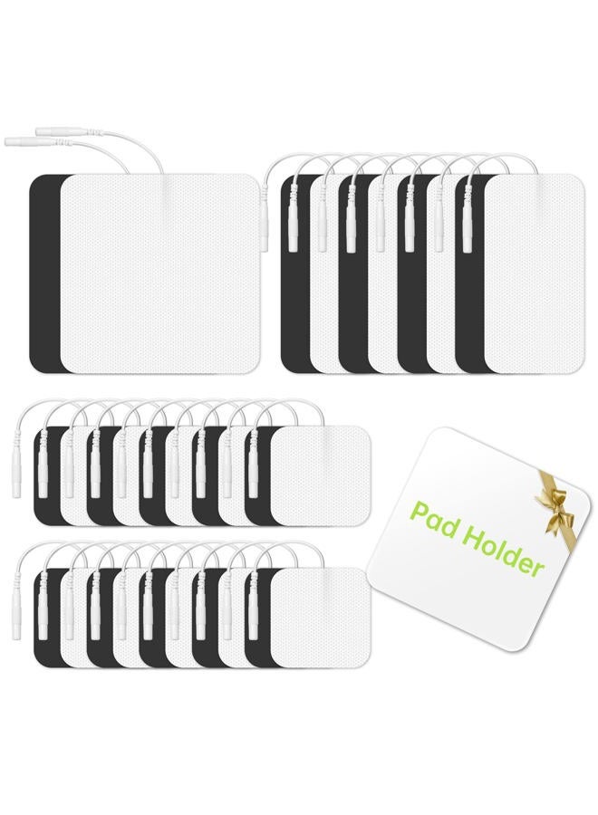 AmzWorld 30-Piece Tens Unit Replacement Pads, Dozens of Multi-Size Unit Pads with Pad Holder, Reusable and Self-Adhesive Electrode Pads - Image 1