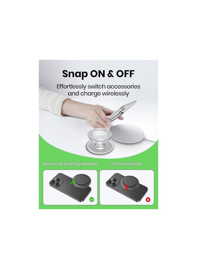 S-TOP Collapsible Mobile Phone Grip Stand Holder, Cute Cubic Diamond Heart Shape Design, for Smartphone, Tablet Cell, Phone Accessory (Silver Big) - Image 3