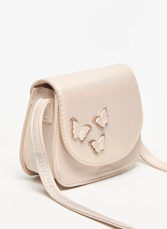 فلورا بيلا من شو إكسبرس Butterfly Accent Crossbody Bag with Strap Handle and Magnetic Closure