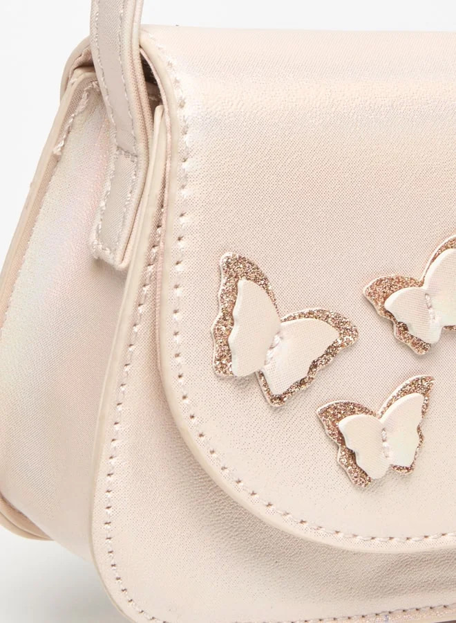 فلورا بيلا من شو إكسبرس Butterfly Accent Crossbody Bag with Strap Handle and Magnetic Closure