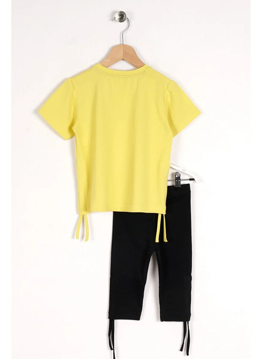 زيبكيدز Girl Yellow Color Perfect Sister Printed Tights Set