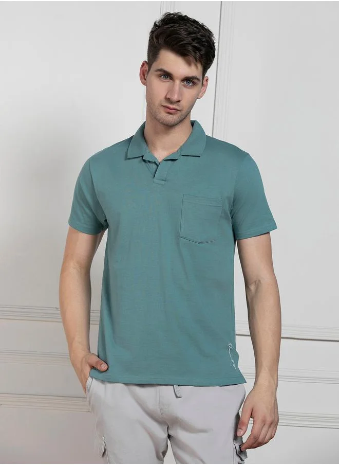 Dennis Lingo Regular Fit Solid Polo with Patch Pocket