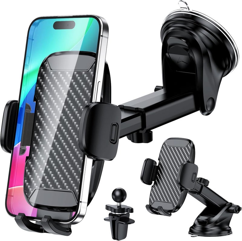Vexloria Car Phone Holder with Ultra Powerful Suction for Dashboard, Air Vent, and Windshield - Universal Fit for All Smartphones - Image 1