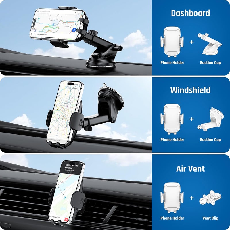 Vexloria Car Phone Holder with Ultra Powerful Suction for Dashboard, Air Vent, and Windshield - Universal Fit for All Smartphones - Image 2
