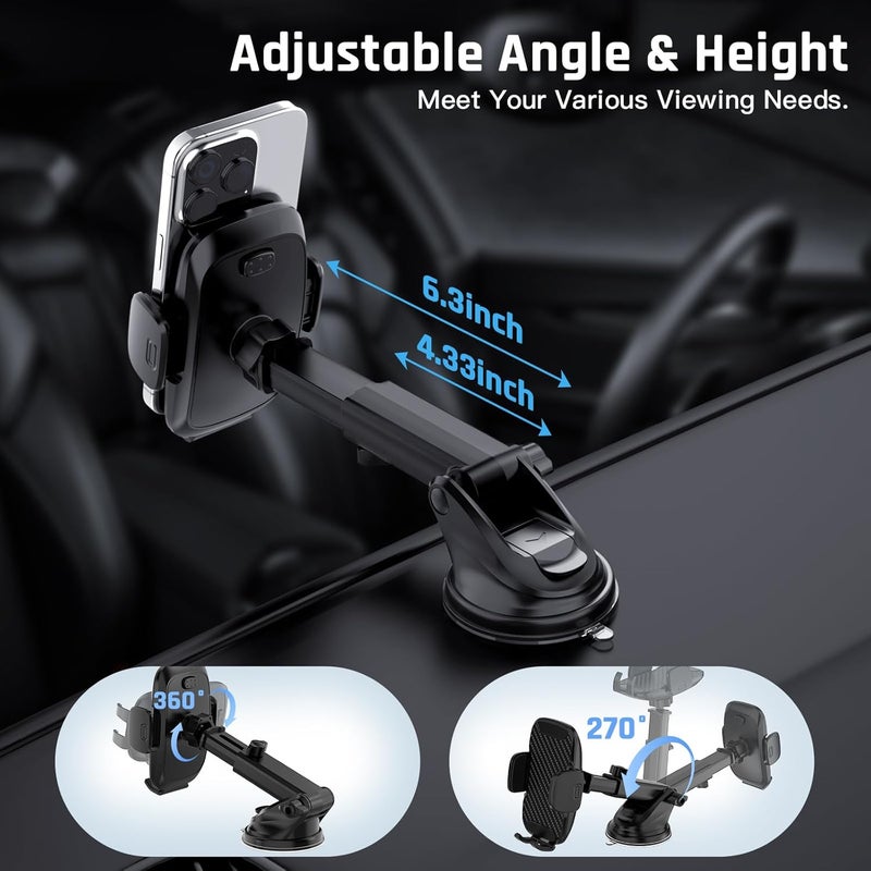 Vexloria Car Phone Holder with Ultra Powerful Suction for Dashboard, Air Vent, and Windshield - Universal Fit for All Smartphones - Image 5
