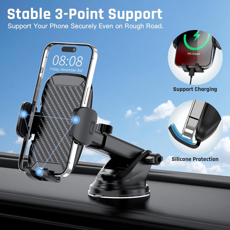 Vexloria Car Phone Holder with Ultra Powerful Suction for Dashboard, Air Vent, and Windshield - Universal Fit for All Smartphones - Image 4