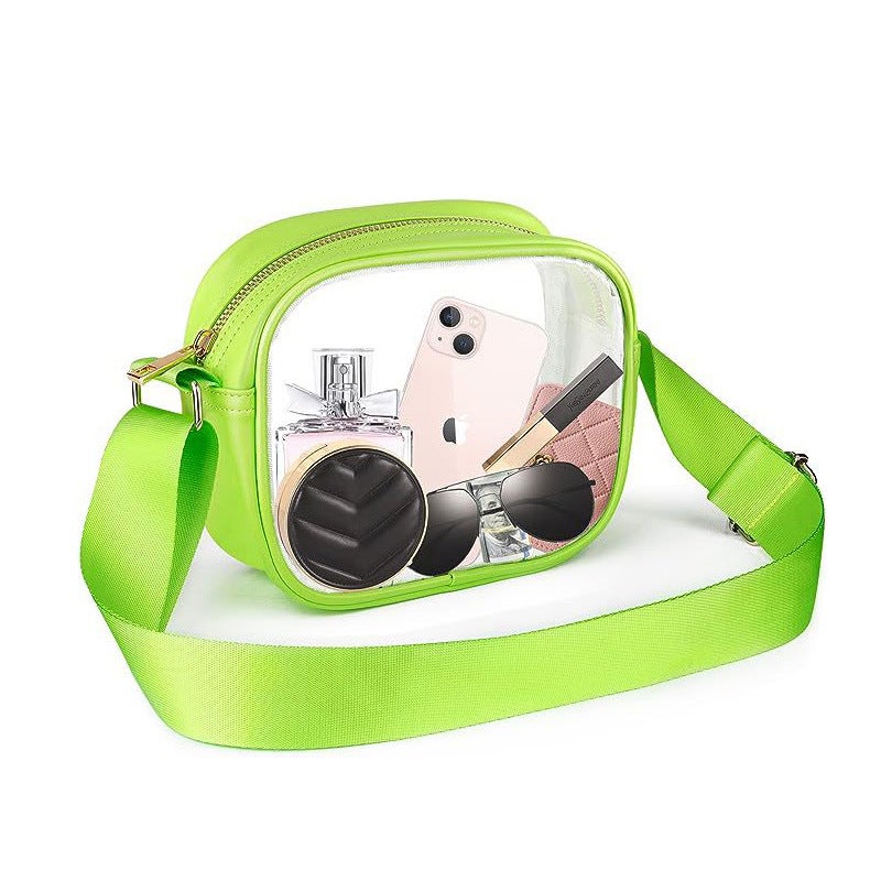 Crossbody Bag Women Clear PVC Transparent Detachable Shoulder Strap Phone Pouch Lightweight Water-Resistant Zipper Casual Beach Travel Daily Non-Detachable Strap, Grass Gree - Image 1