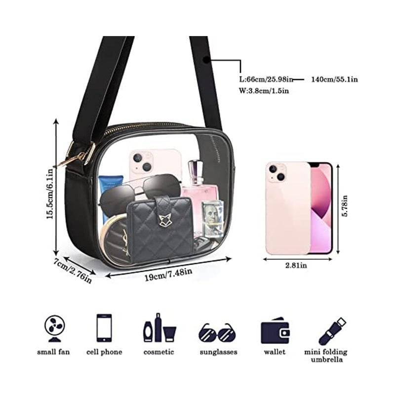 Crossbody Bag Women Clear PVC Transparent Detachable Shoulder Strap Phone Pouch Lightweight Water-Resistant Zipper Casual Beach Travel Daily Non-Detachable Strap, Grass Gree - Image 4