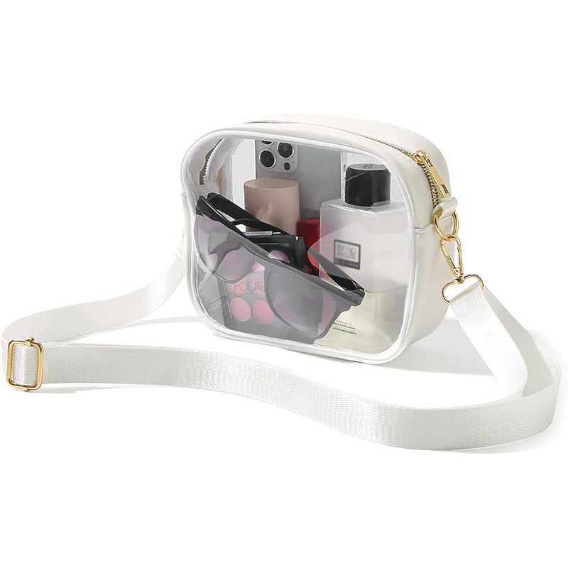 Crossbody Bag Women Clear PVC Transparent Detachable Shoulder Strap Phone Pouch Lightweight Water-Resistant Zipper Casual Beach Travel Daily Non-Detachable Strap, Grass Gree - Image 2