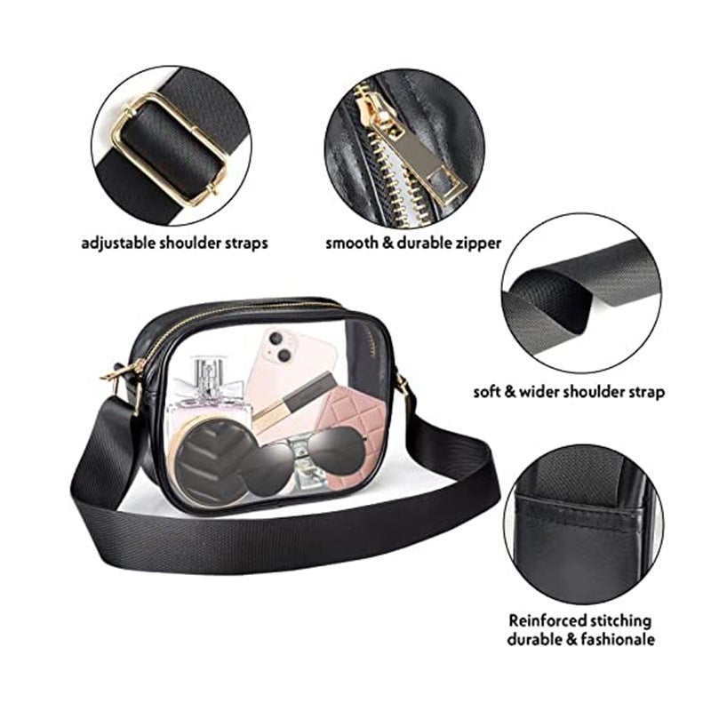 Crossbody Bag Women Clear PVC Transparent Detachable Shoulder Strap Phone Pouch Lightweight Water-Resistant Zipper Casual Beach Travel Daily Non-Detachable Strap, Grass Gree - Image 5