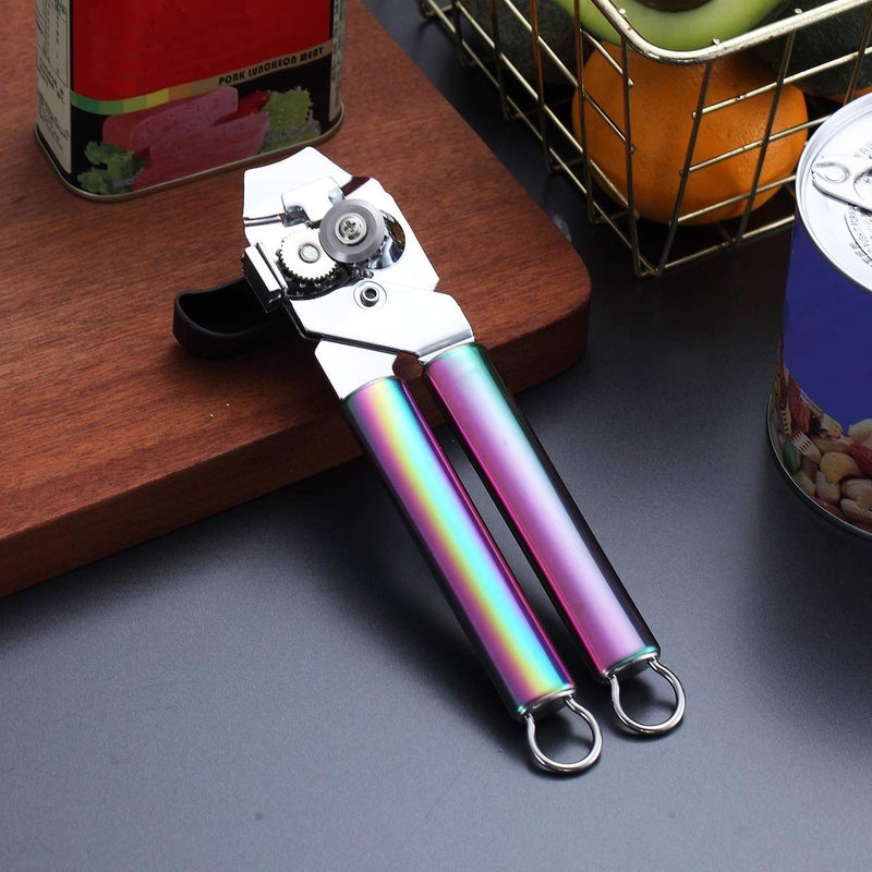 Berglander Can Opener, Stainless Steel Rainbow Handle Can Opener, Titainium Colorful Plating Handle Can Opener Hand Held, Smooth Edge Manual Can Opener, Heavy Duty (Rainbow) - Image 2