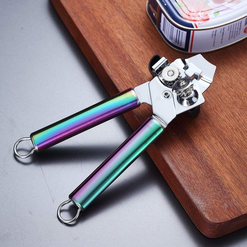 Berglander Can Opener, Stainless Steel Rainbow Handle Can Opener, Titainium Colorful Plating Handle Can Opener Hand Held, Smooth Edge Manual Can Opener, Heavy Duty (Rainbow) - Image 3