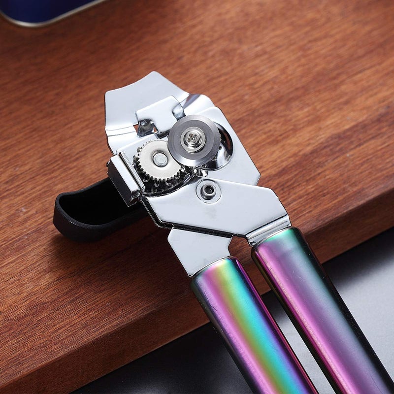 Berglander Can Opener, Stainless Steel Rainbow Handle Can Opener, Titainium Colorful Plating Handle Can Opener Hand Held, Smooth Edge Manual Can Opener, Heavy Duty (Rainbow) - Image 4