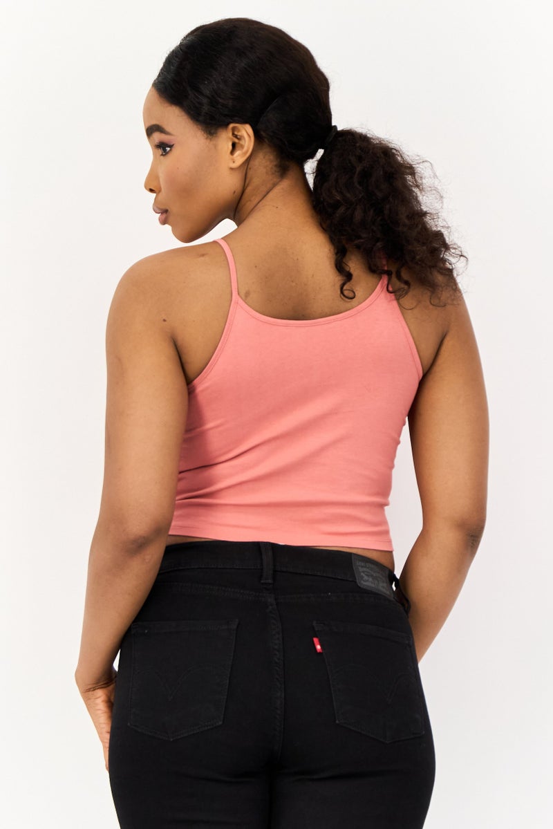 ONLY Women Crew Neck Sleeveless Graphic Tank Top, Dark Pink - Image 4