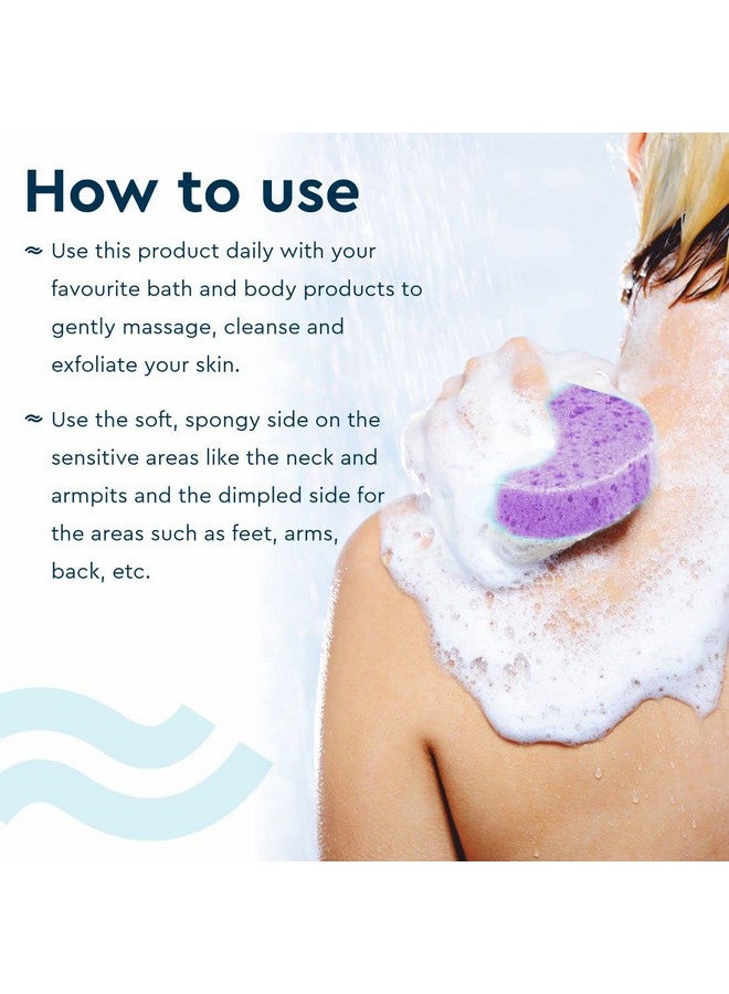 غوب اسفنجة استحمام للكبار والأطفال، اسفنجة ليفة للرجال والنساء لون أزرق (أزرق) - Image 4