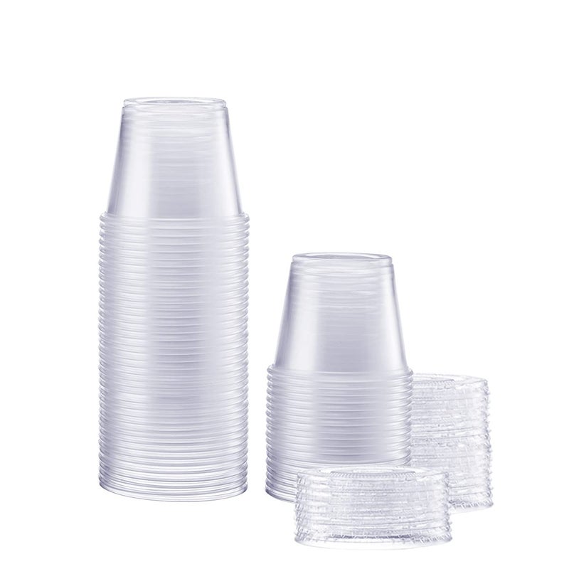 GUSTO 55 oz  50 Count Clear Disposable Plastic Portion Cups with Lids  Souffl Cups Clear Jello Shot Containers With Lids Perfect for salad Dressing and More  Formerly Comfy Package