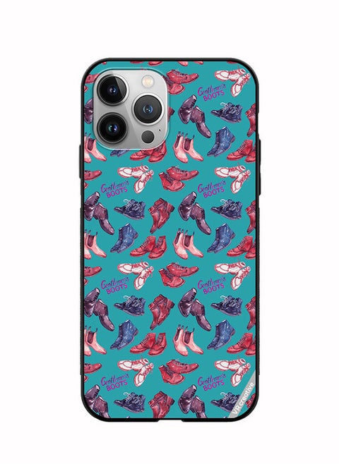 Protective Case Cover For Apple iPhone 11 Pro Max Modern Gentlemen`S Boots Collection Design Multicolour