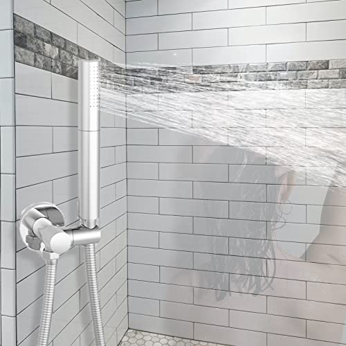KATAIS Chrome Handheld Shower Head Brass 2 In 1 Function High Pressure Hand Shower Wand 7 Inch Hand Held Shower Head High Flow Shower Head Sprayer with 59 Inch Hose, Bracket - Image 2