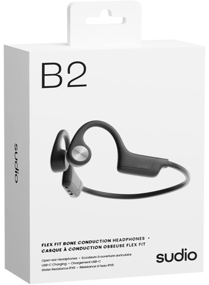 Sudio B4 Midnight Black - the active bone conduction earbuds. Made of recycled plastic. Open ear buds, long playing time of 12 hours, resistant to sweat and splash water, Bluetooth 5.4 - Image 4