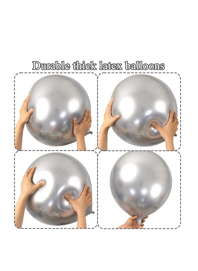 بارتي فن بالون معدني 12 بوصة لون فضي غامق 40 قطعة - Image 2