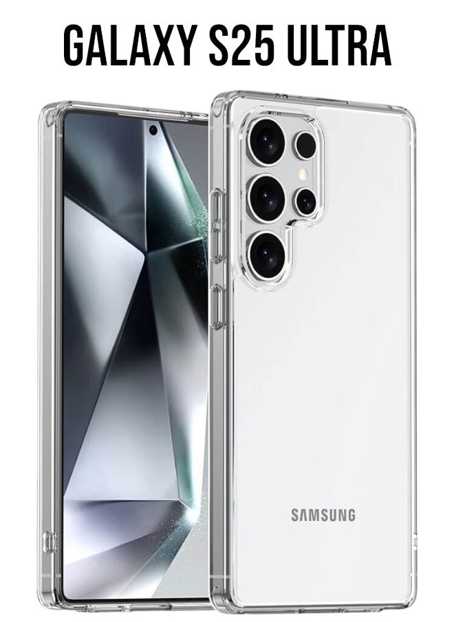 جيرفور - جراب موبايل سامسونج جالكسي اس 25 الترا (Galaxy S25 Ultra) مضاد للصدمات, غطاء حماية مضاد للخدش يدعم الشحن اللاسلكي ماج سيف, مصنوع من البولي يورثين الحراري عالي الجودة - شفاف - Image 1