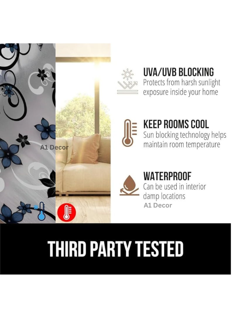 A1 Decor A1 Decor 3D Window Films Glass Privacy Color Forsted Self Adhesive Glass Film Decorative Sticker 24x48 Inch Black Blue  - Image 4