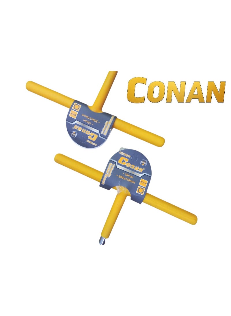 CONAN T-Handle Socket Wrench Set – 10mm & 12mm – Heavy-Duty Cr-V Steel – 200×310mm Long Handle – Models COTS810 / COTS812 – Professional Tool for Fast & Precise Bolt/Nut Tightening - Image 2