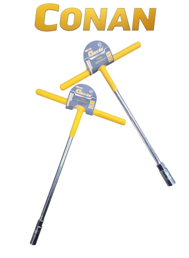 CONAN T-Handle Socket Wrench Set – 10mm & 12mm – Heavy-Duty Cr-V Steel – 200×310mm Long Handle – Models COTS810 / COTS812 – Professional Tool for Fast & Precise Bolt/Nut Tightening - Image 3