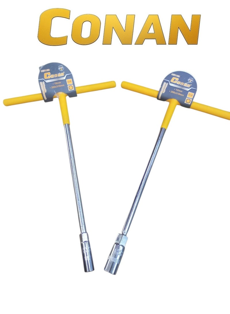 CONAN T-Handle Socket Wrench Set – 10mm & 12mm – Heavy-Duty Cr-V Steel – 200×310mm Long Handle – Models COTS810 / COTS812 – Professional Tool for Fast & Precise Bolt/Nut Tightening - Image 4