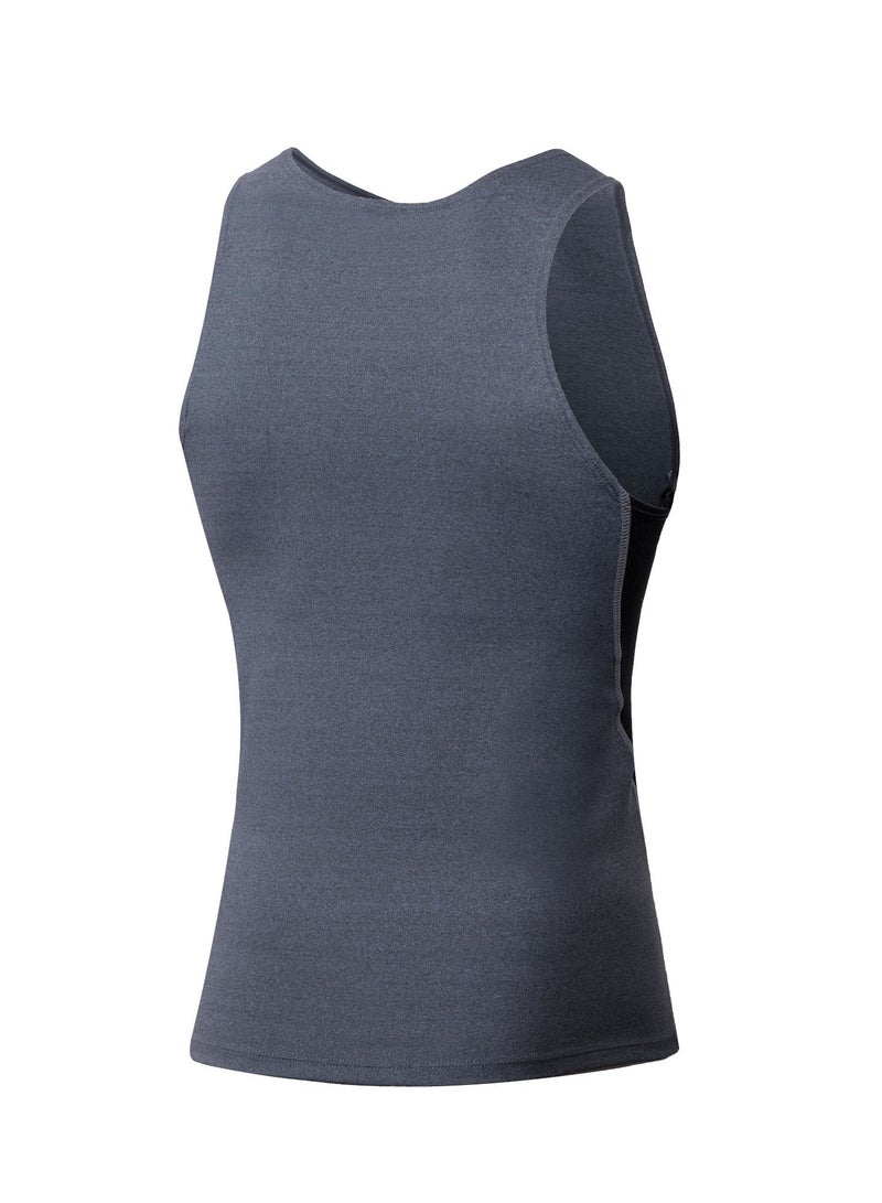 Loquat Men Quick Dry Breathable Elastic Sleeveless Shirt Grey - Image 2